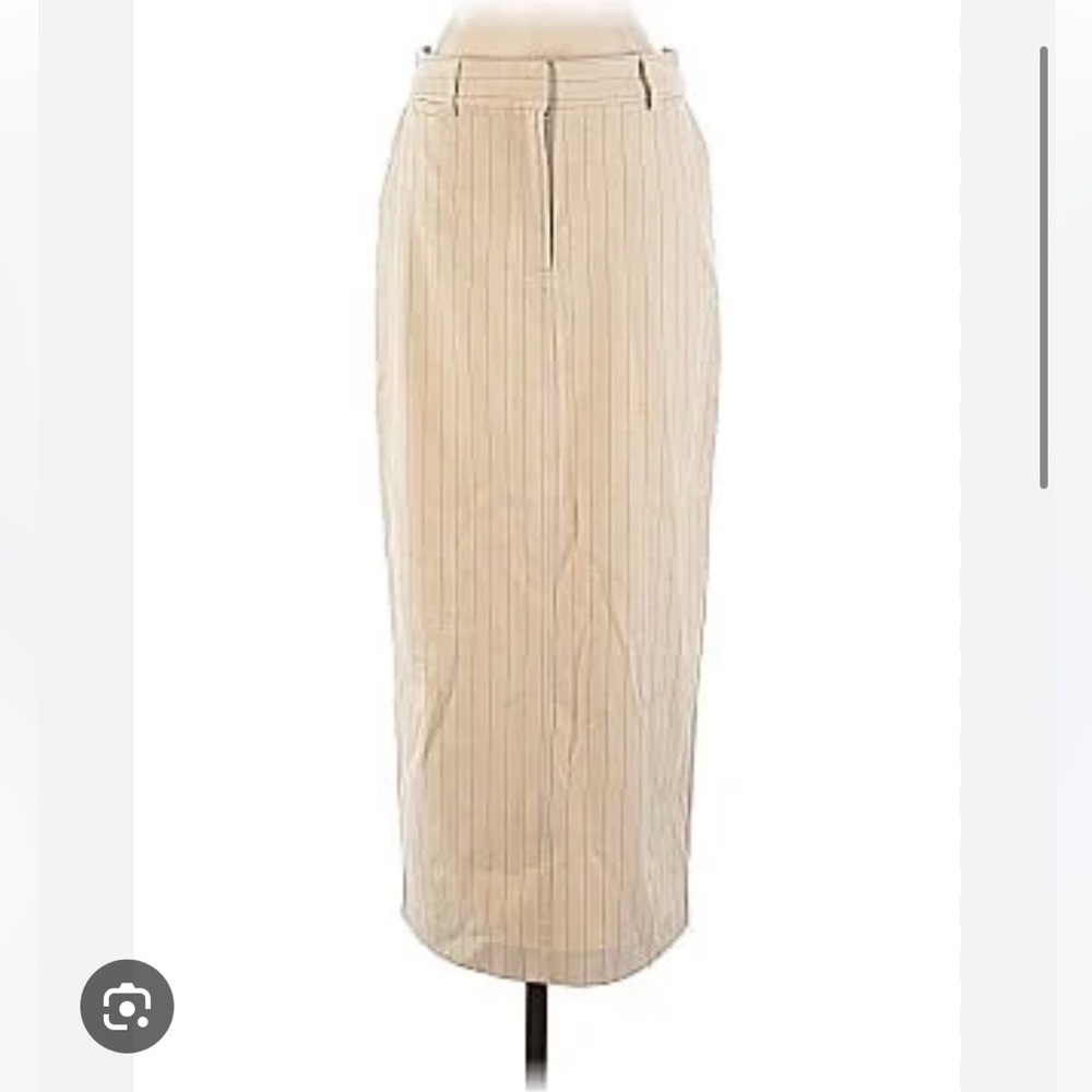 NWOT maison d'amelie Beige striped Split Back Midi Skirt